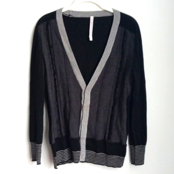 Antipast Wool/Silk Blend Cardigan Black & Gray Sweater Size M/L - Picture 1 of 10